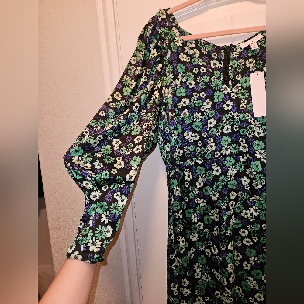 Topshop Satin Puff Sleeve Dress